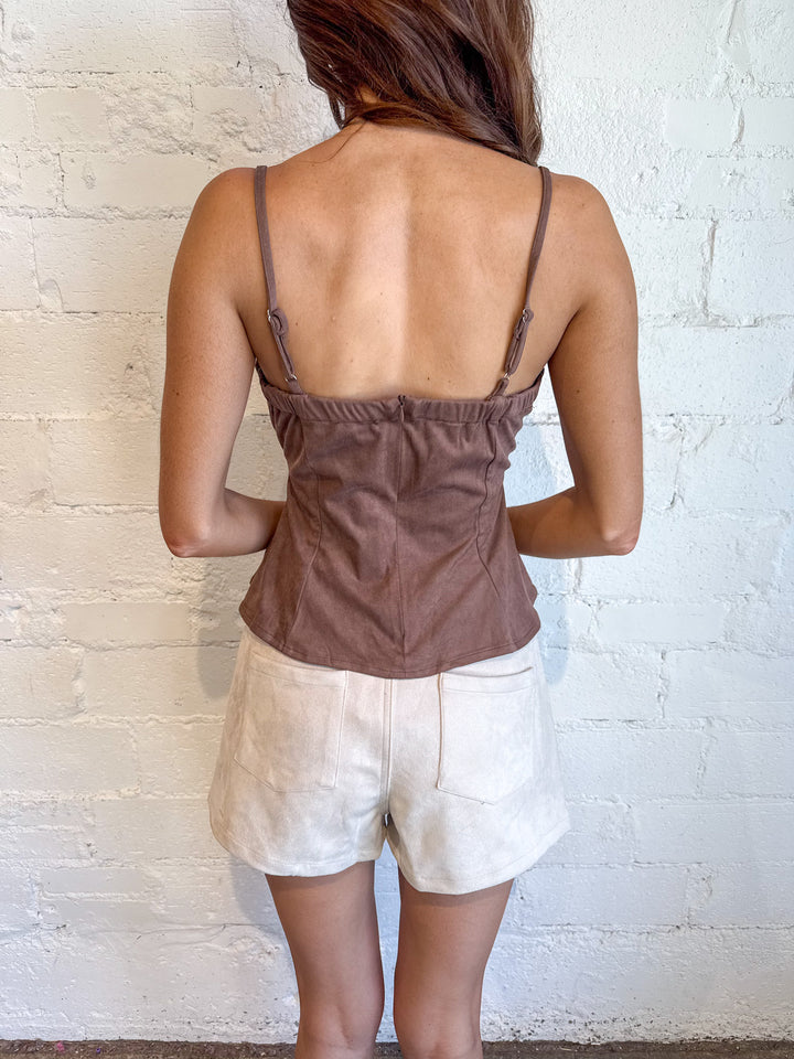 Elani Suede Fit & Flare Shorts