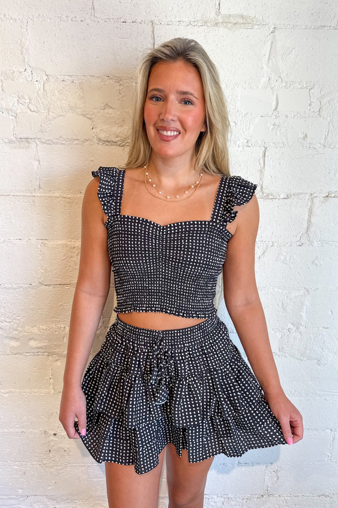 Dotty Smocked Top, Matching Set, Adeline Boutique, Valentines