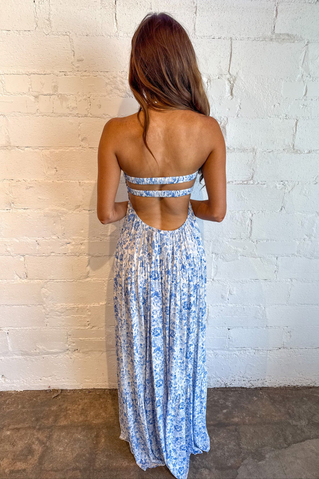 Blue Touch Floral Maxi Dress, Maxi Dress, Dresses, Strapless Dress, Floral Maxi Dress, Summer Styles, Summer Dresses, Adeline Boutique, Dallas Boutique, Womens Boutique, Womens Dresses