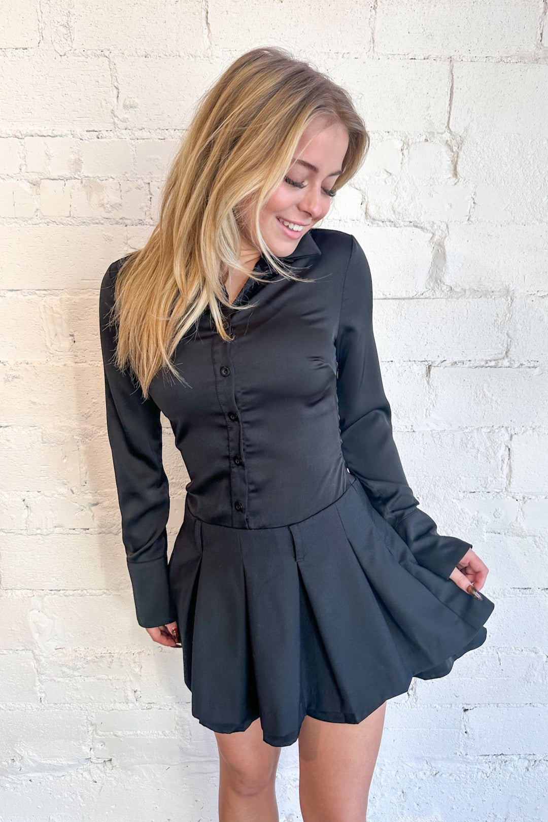 BridgetPleated Dress, Pleated Dress, Black Dress, Dresses, Adeline Boutique, Boutique Clothing