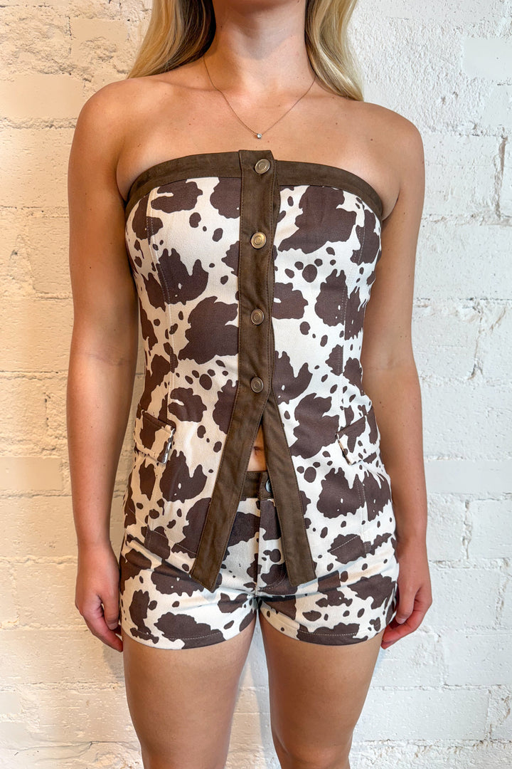 Cow Town Mini Shorts, Sets, Cow Print Shorts, Rodeo Outfit, Adeline Boutique, Dallas Boutique, Game Day Styles