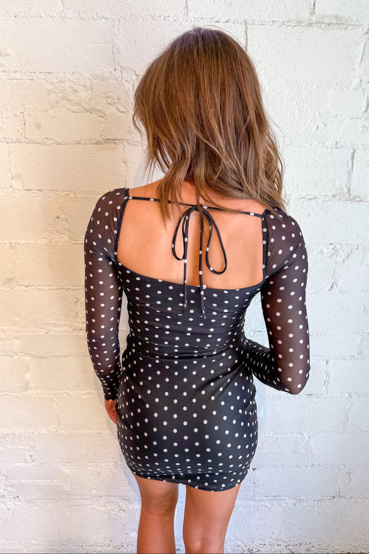 Darla Polkadot Bodycon Dress, Polka Dot Dress, Mini Dress, Adeline Boutique, Dallas Boutique, Boutique Dresses