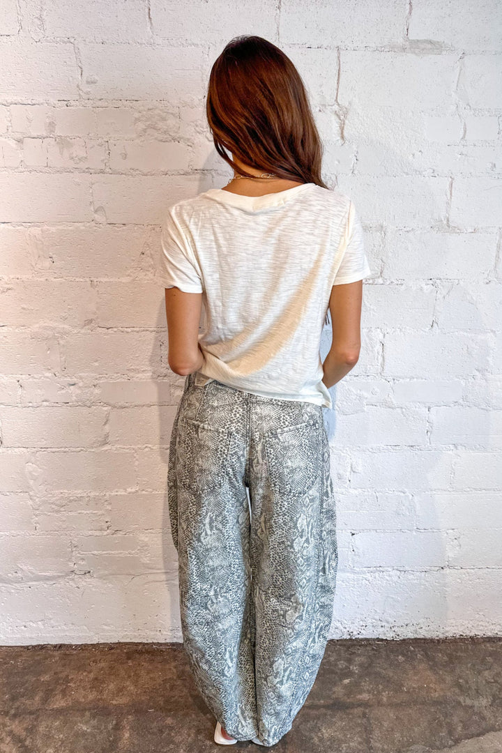 Free People Printed Barrel Snake Combo, Adeline Boutique, Dallas Boutique, Boutiques, Barrel Pants, Animal Print