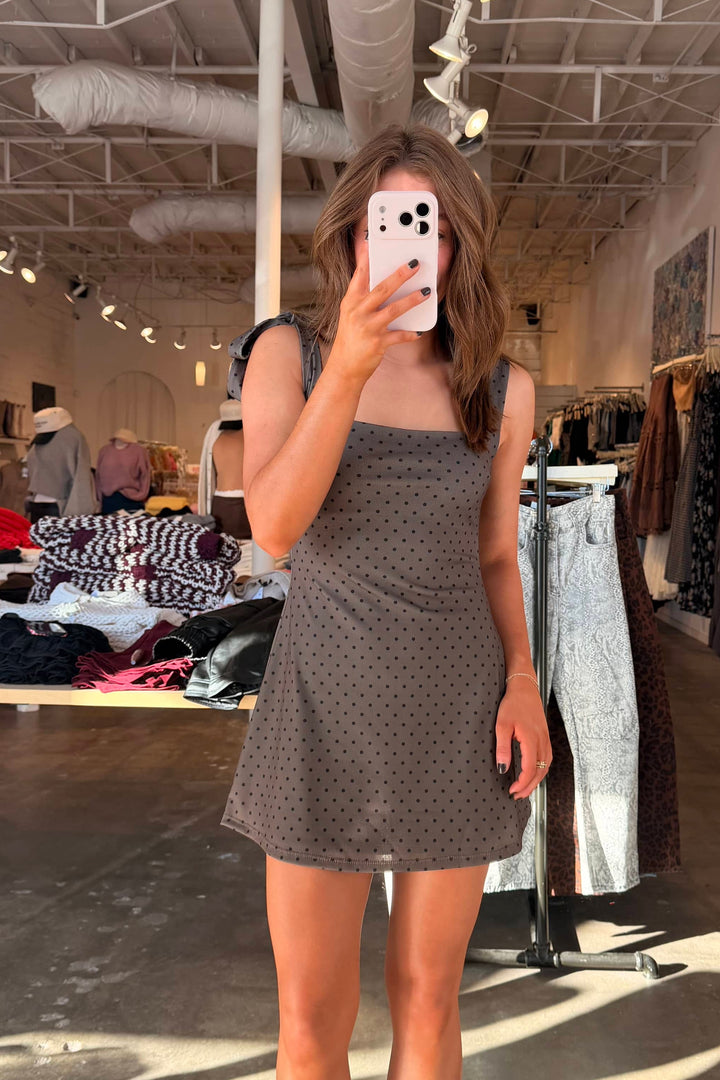 Georgia Mini Polkadot Dress, Polka Dot Dress, Brown Polka Dot Dress, Dresses, Mini Dress, Dallas Boutique, Boutique Dresses, Adeline Boutique, Women's Fashion