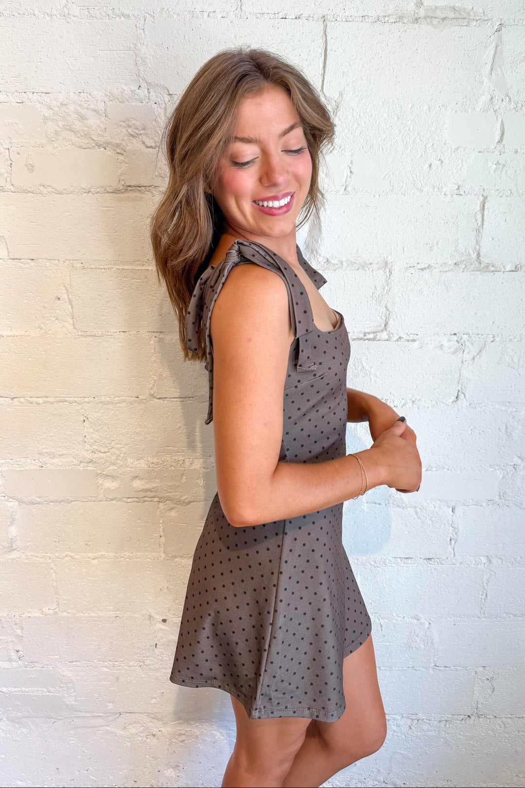 Georgia Mini Polkadot Dress, Polka Dot Dress, Brown Polka Dot Dress, Dresses, Mini Dress, Dallas Boutique, Boutique Dresses, Adeline Boutique, Women's Fashion