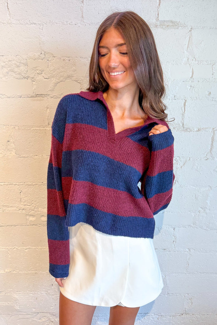 Marco Polo Sweater, Stripped Sweater, Sweaters, Pullover Sweater, Fall Styles, Knit Sweaters, Thanksgiving Outfits, Adeline Boutique, Dallas Boutique, Women's Clothing Boutique