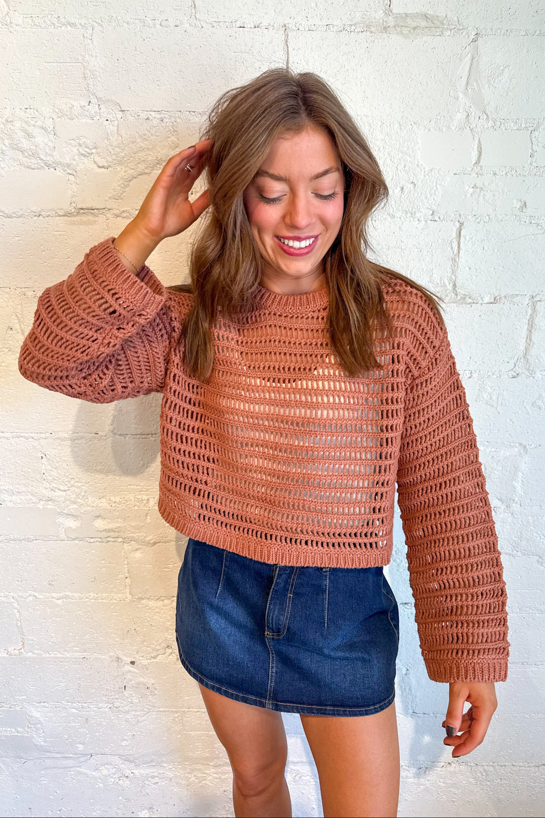 Open Weave Sweater, Sweaters, Knit Sweater, Cropped Sweater, Tops, Fall and Winter Clothing, Women's Fashion