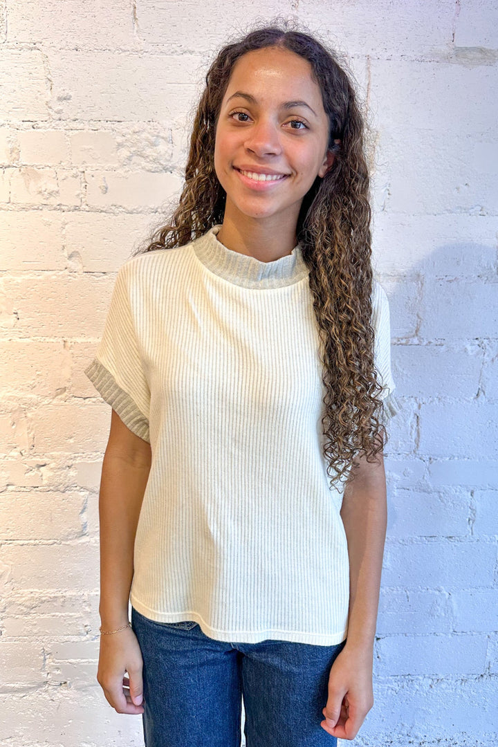 Project Social Everly Mixed Rib Tee, Top, Basic, Tee, Knit Top, Adeline Boutique
