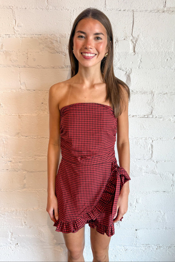 Sweet Gingham Girl Romper, Romper, Game Day Romper, Adeline Boutique, Dallas Boutique, Boutique clothing