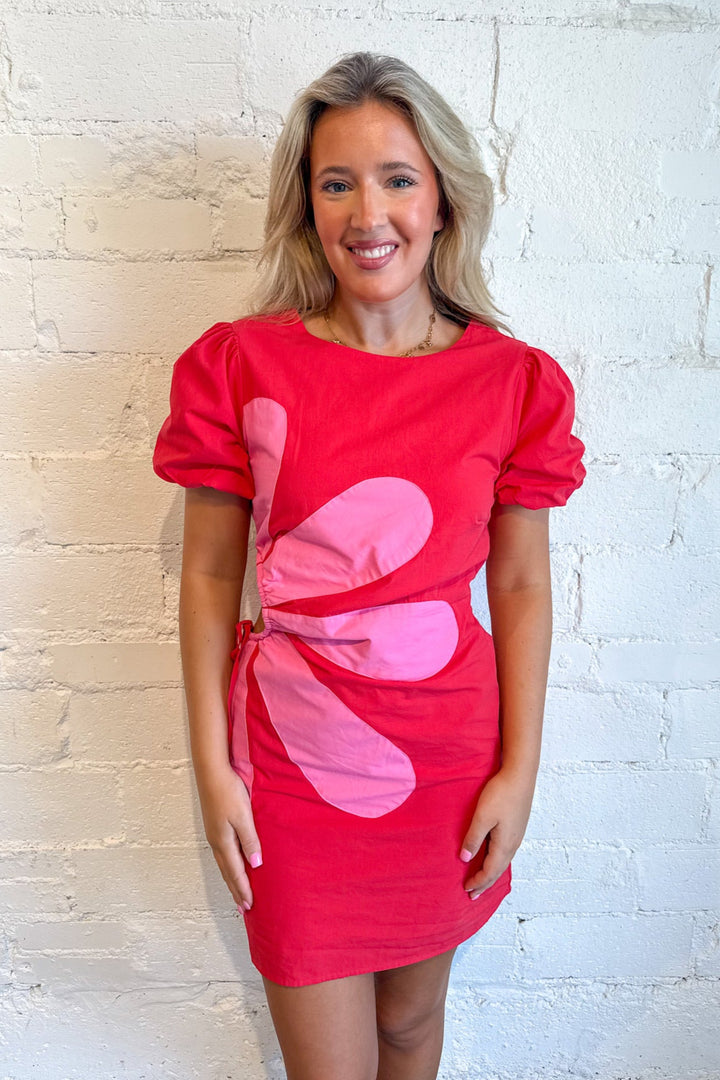 Side Cut Out Flower Detail Dress, Dresses, Boutique Dresses, Vacation Styles, Adeline Boutique, Dallas Boutique, Boutique Clothing