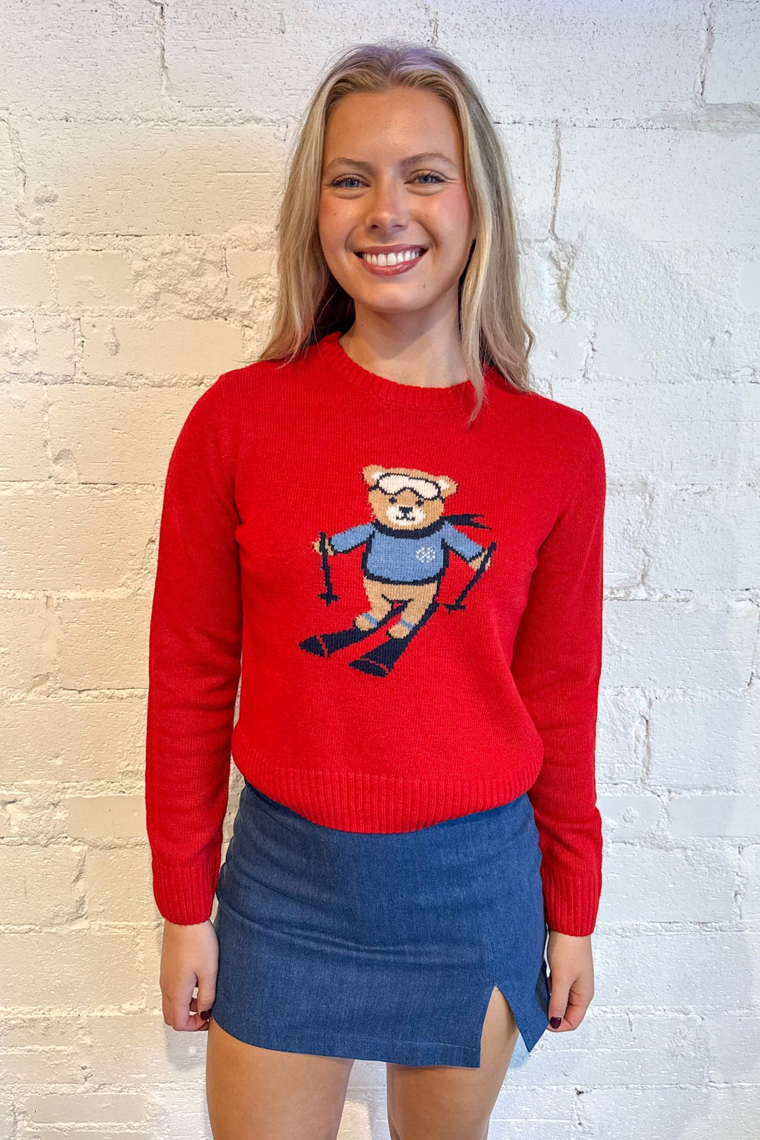 Ski Bear Sweater, Bear Sweater, Sweaters, Knit Sweater, Fall and Winter Styles, Ski Sweater, Adeline Boutique, Dallas Boutique, Women's Clothing Boutique