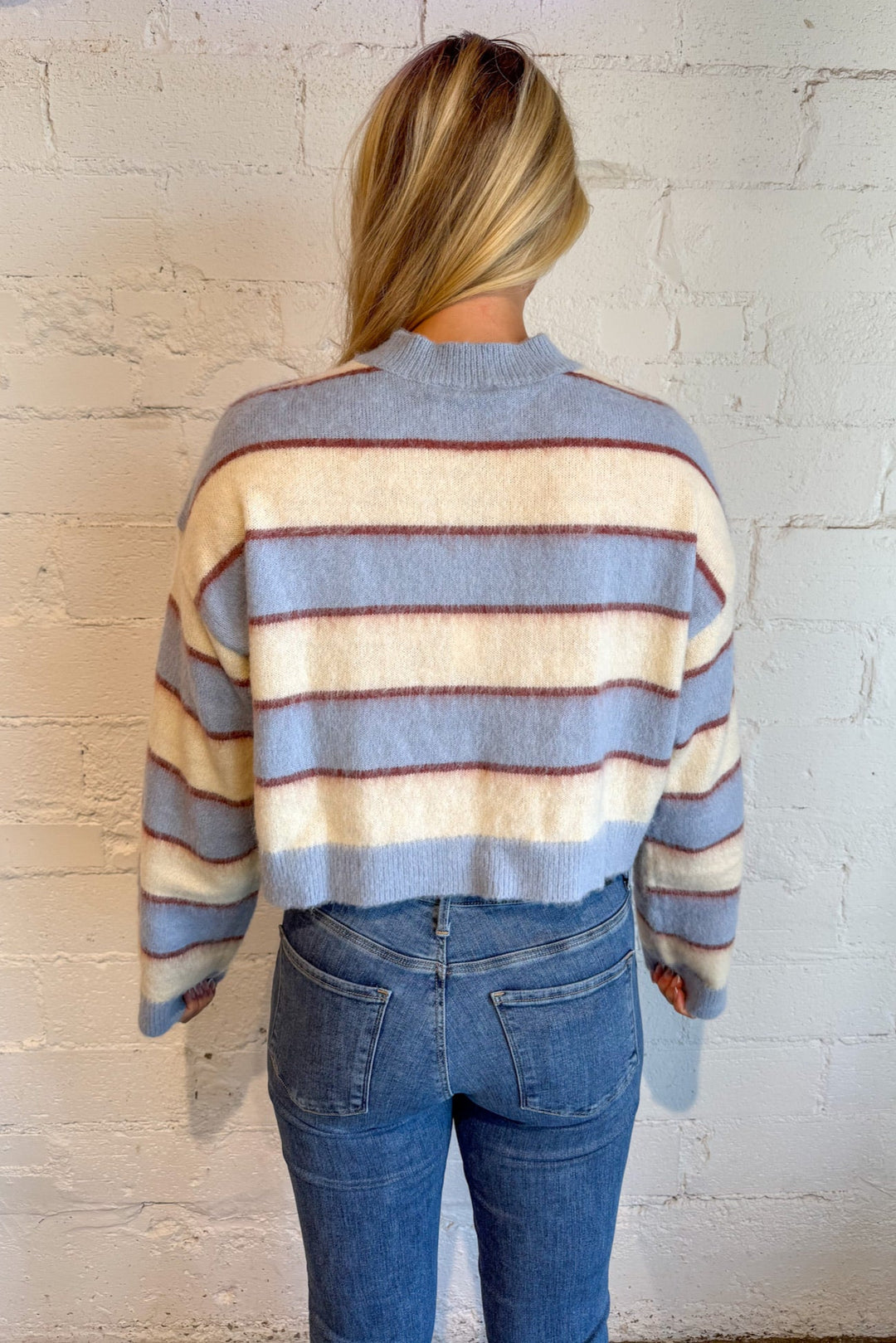 Stripe Hype Sweater, Cropped Sweater, Sweater, Knit Top, Adeline Boutique, Dallas Boutique, Tops, Fall and Winter Styles