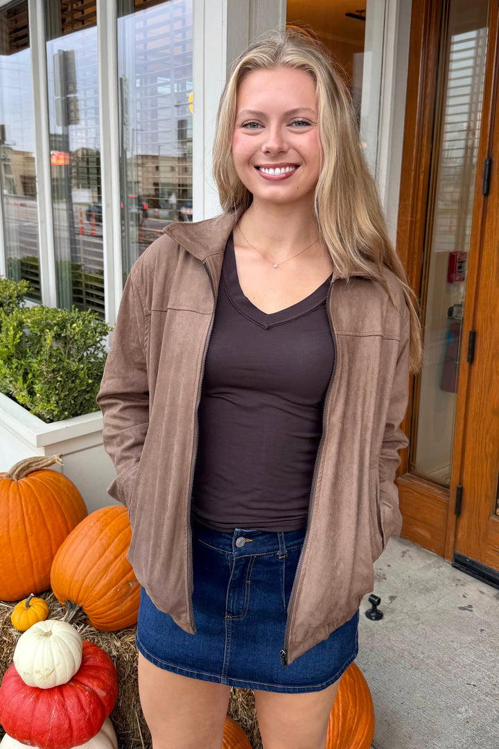 Suede Oversized Bomber Jacket, Bomber Jacket, Suede Jacket, Fall and Winter Styles, Jackets, Adeline Boutique, Brown Jacket, Dallas Boutique, Women's Clothing Boutique