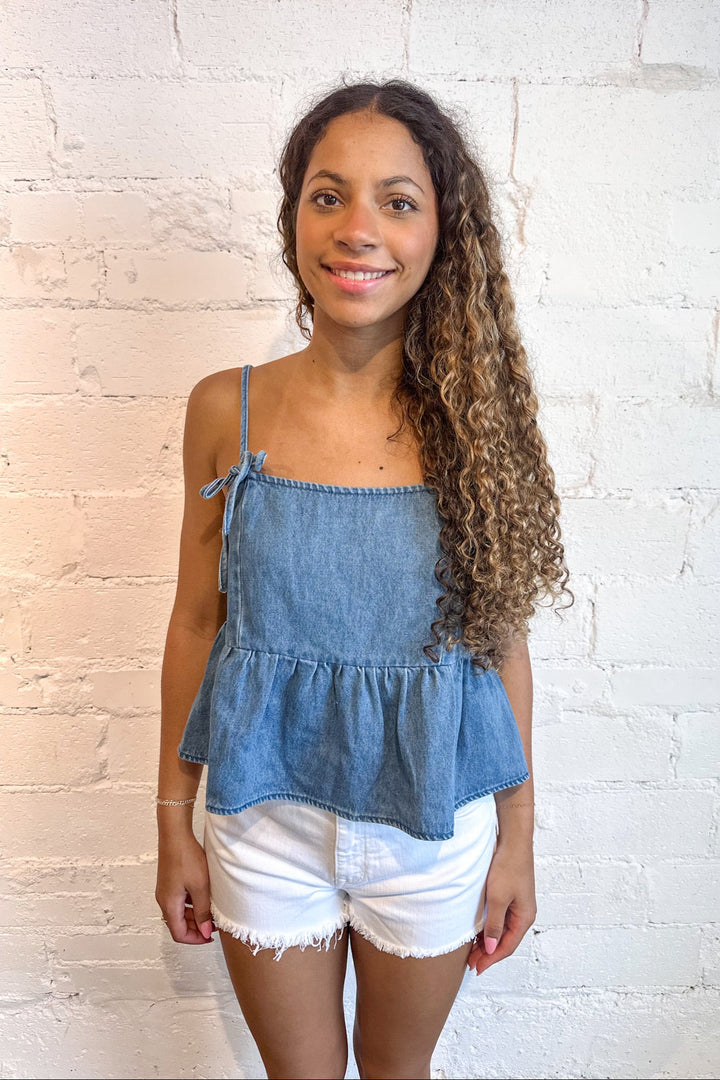 Sweet On Denim Top, Tops, Summer Tops, Denim, Adeline Boutique, Dallas Boutique, Summer Styles, Tank Tops
