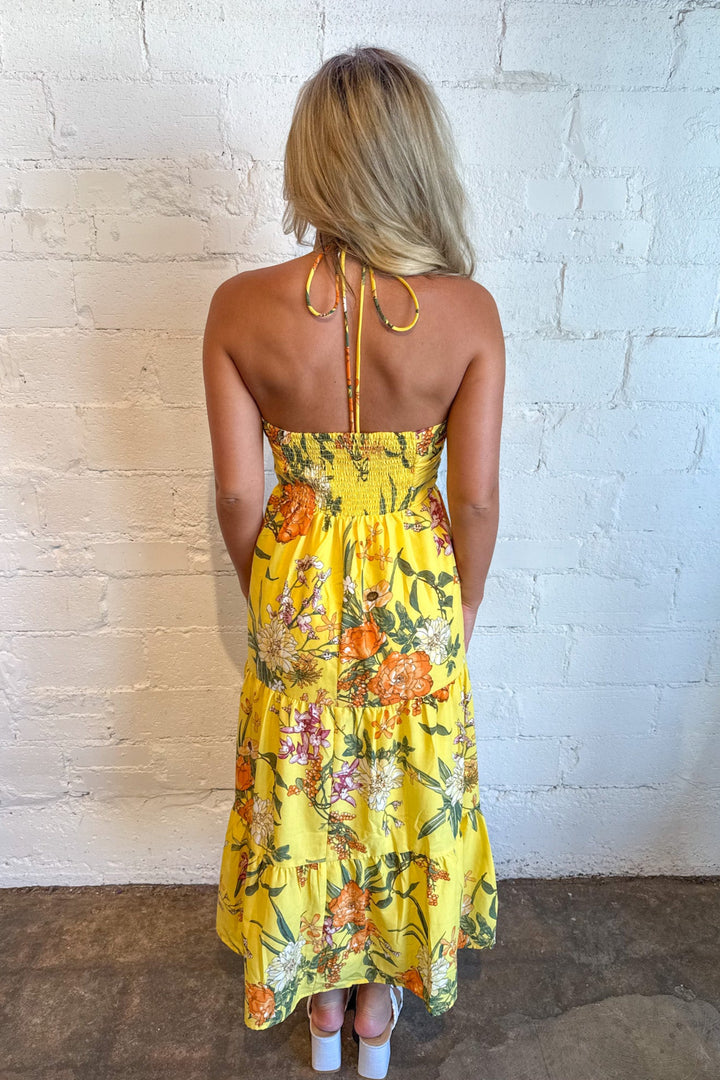 Tropic Sunshine Maxi Dress, Halter Dress, Maxi Dress, Vacation Styles, Summer Styles, Adeline Boutique, Dallas Boutique, Boutique Dresses, Yellow Dress