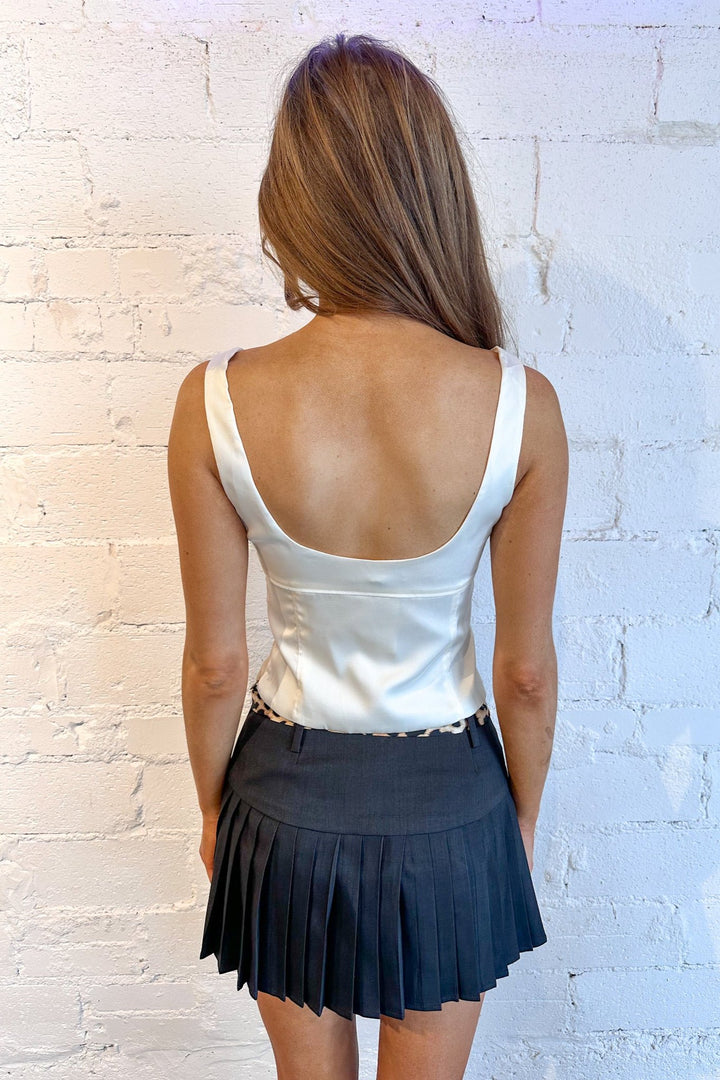 White Daphne Corset Top, Corset Top, Top With Bows, Satin Top, Dressy Top, White Corset, Adeline Boutique, Boutiques