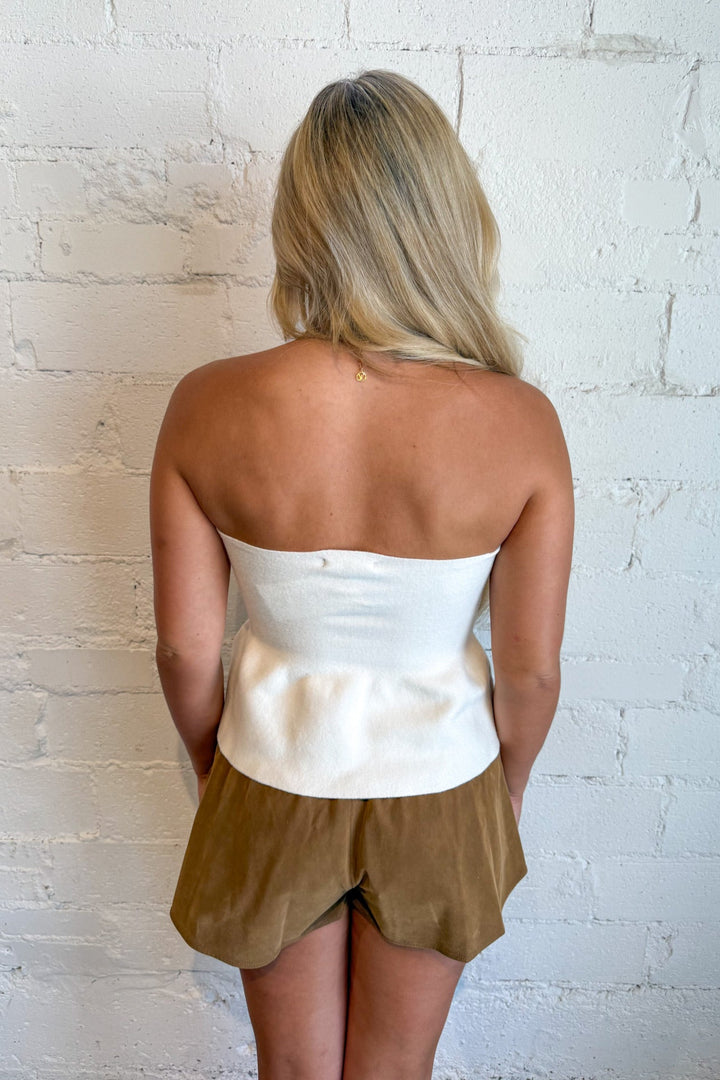 Ellie Strapless Knit Peplum Top, Strapless Top, Adeline Boutique, Dallas Boutique, Tops, Game Day Styles, Fall Tops
