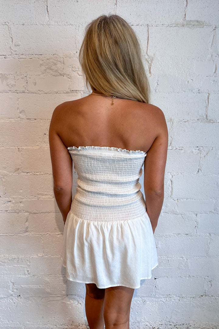 Three Wishes Smocked Dress, Strapless Dress, White Dress, Buttery Yellow Dress, Adeline Boutique, Dallas Boutique, Boutique Dresses, Summer Styles, Dresses