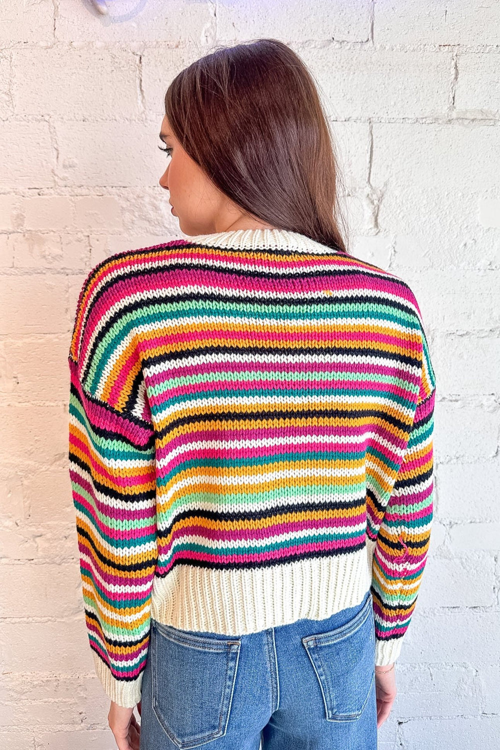 Winter In Candy Land Sweater, Sweater, Stripped Sweater, Adeline Boutique