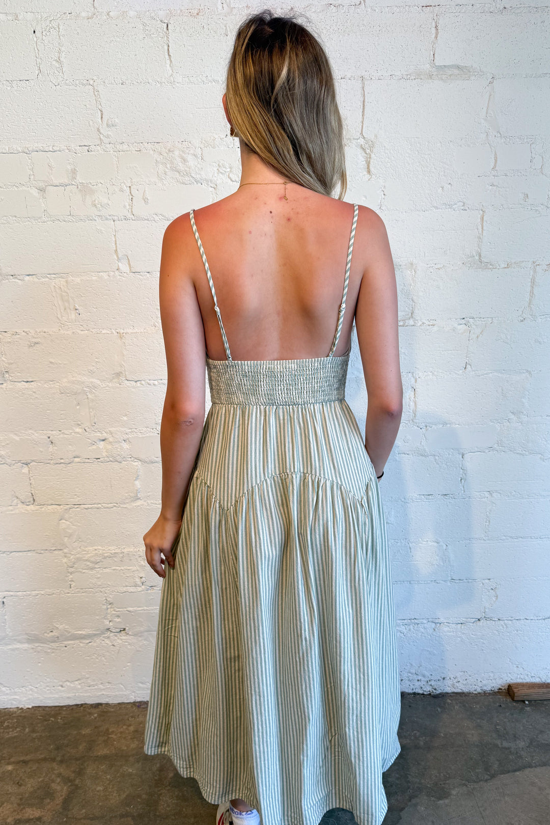 All American Girl Midi Dress Green Back, adeline dallas, dallas boutique, boutique