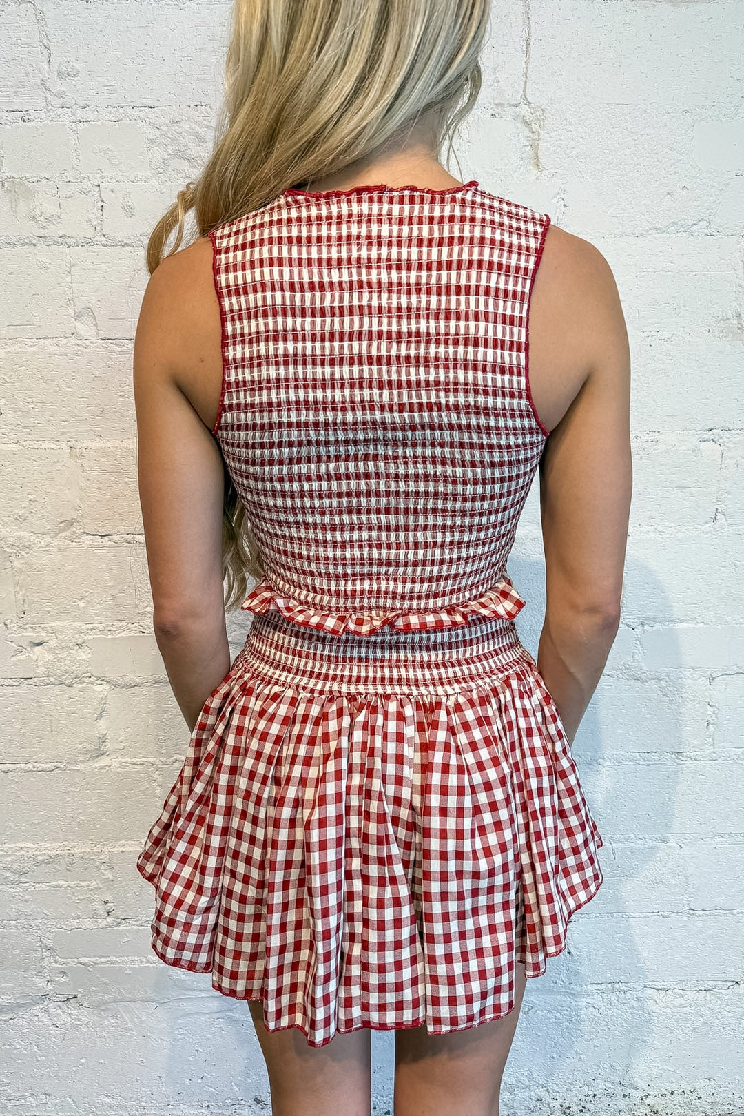 All American Skirt, Two Piece Set, Sets, Gingham Set, Gingham Skirt, Mini Skirt, Bottoms, Adelie Boutique, Dallas Boutique, Spring and Summer Styles, Gameday Styles, Rodeo Outfit, 4th of July Styles