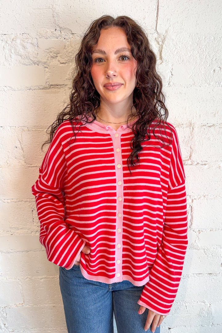 All My Love Striped Cardigan, Cardigan, Sweater, Valentine's Sweater, Adeline Boutique, Dallas Boutique 