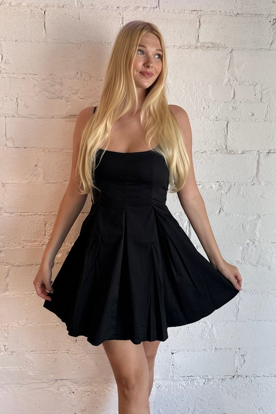 Always Elegant Pleated Mini Dress black, black dress, dress, black, womens boutique, boutique fall