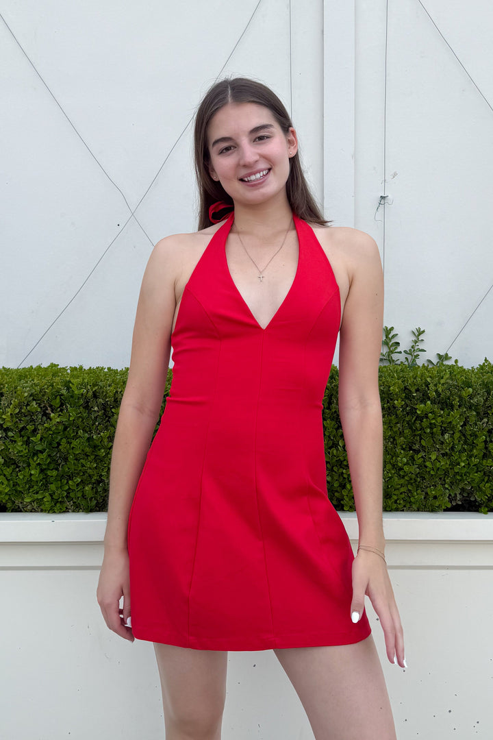 Anne Mini Dress Red, adeline boutique, dallas boutique, boutique