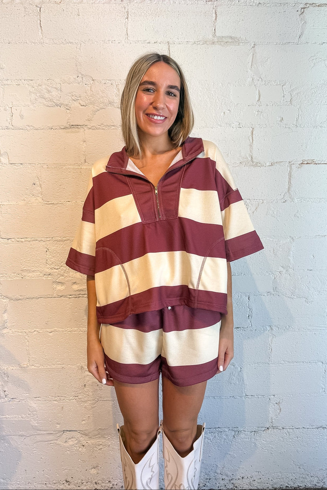 stripe shorts set, adeline boutique, boutique
