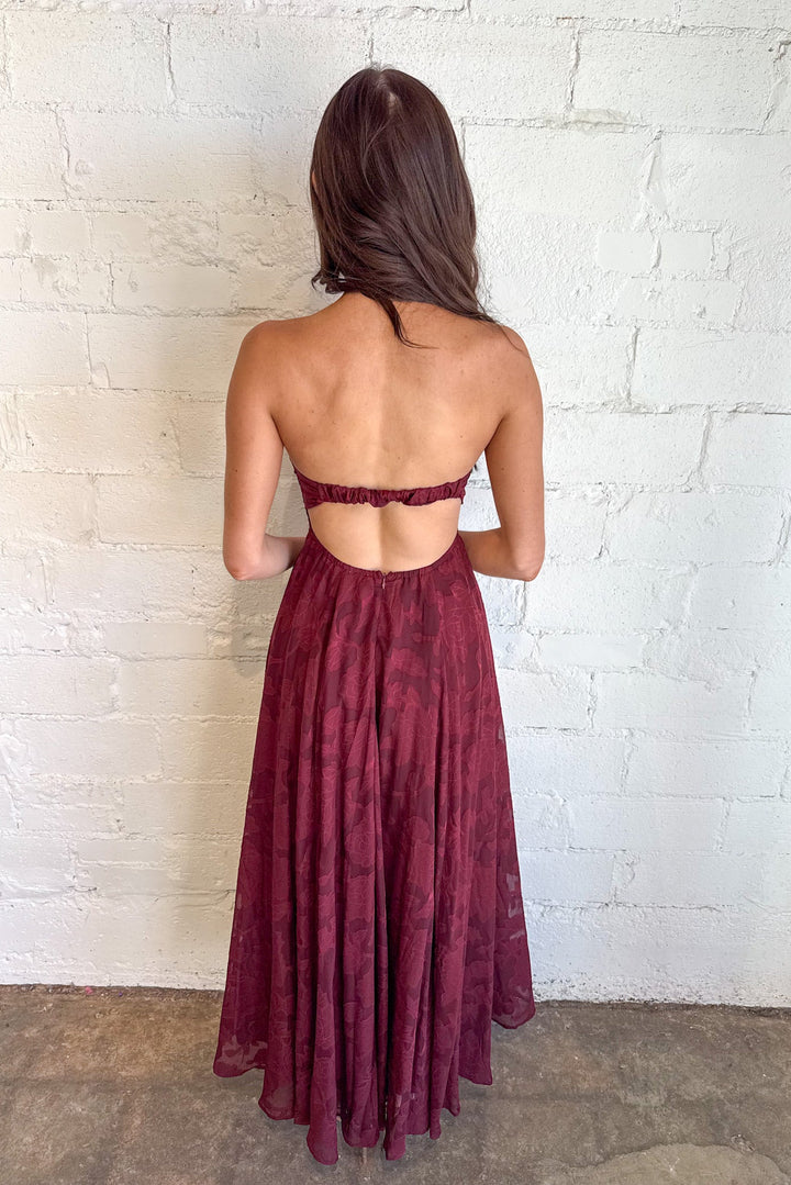 Berry Luxe Dress, Crimson Dress, Maxi Dress, Women's Dresses, Holiday Dresses, Thanksgiving Styles, Adeline Boutique, Dallas Boutique