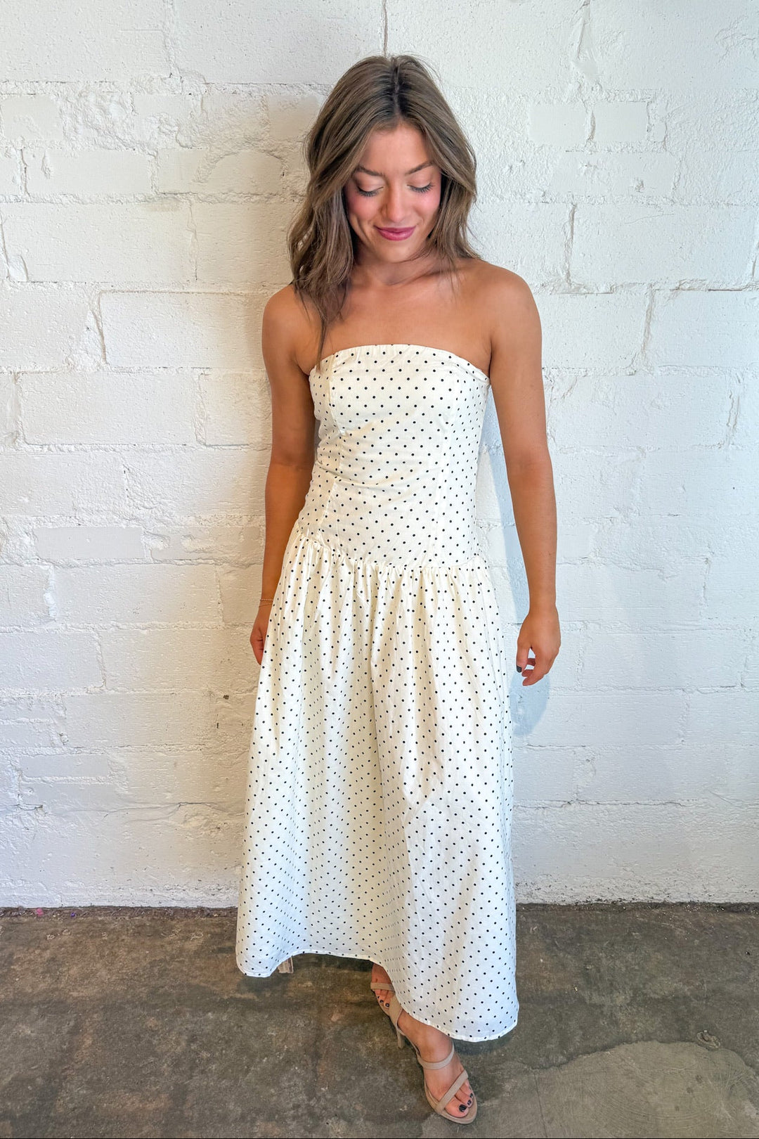 Beverly Midi Polkadot Tube Dress, Maxi Dress, Maxi Polka Dot Dress, Dresses, Boutique Dresses, Dallas Boutique, Adeline Boutique, Women's Fashion