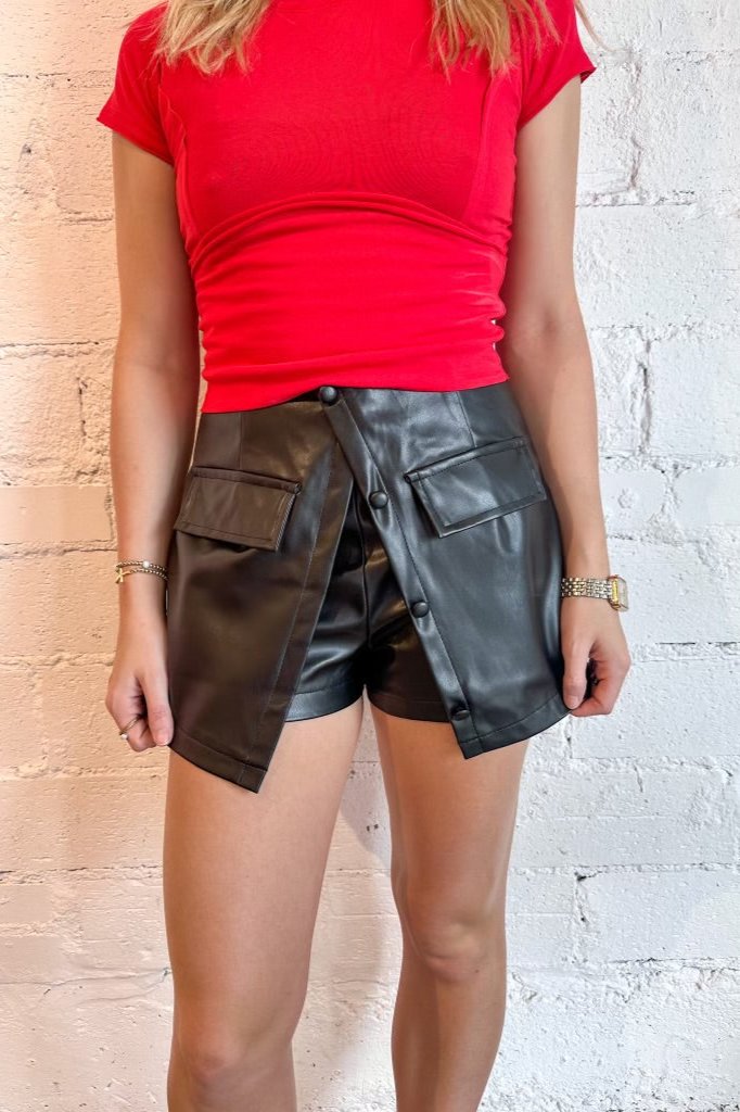 Black Mini Lather Skort, Leather Skort, Leather Mini Skort, Mini Skirt, Leather Mini Skirt, Skirt, Dallas Boutique 