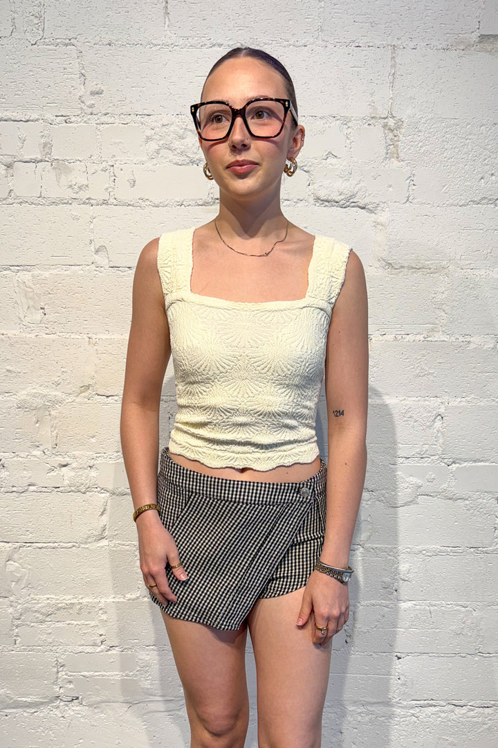 Black Free People Georgie Gingham Micro Skort, skort, skorts, skirt, skirts, dallas boutique, boutique