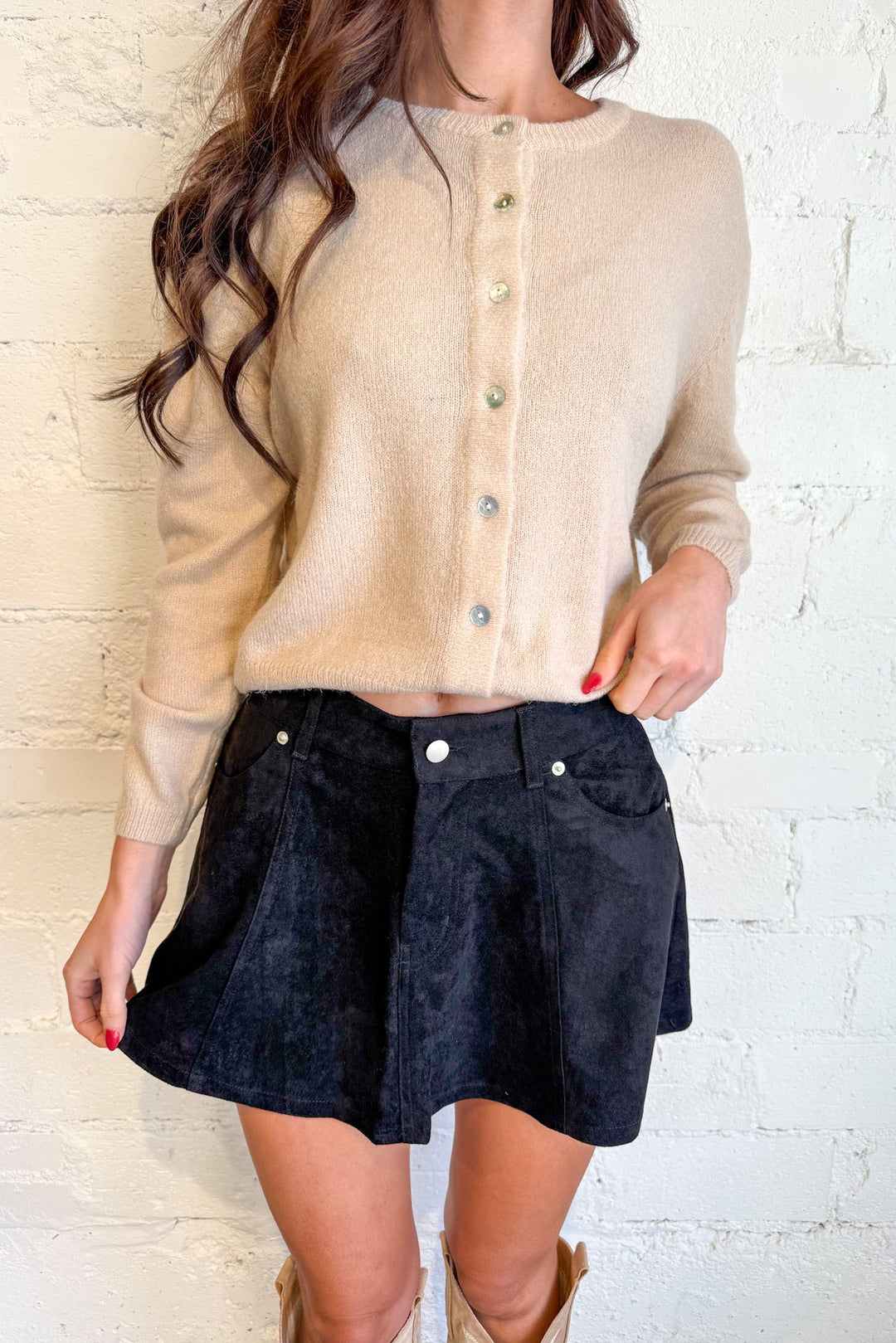 Lasso Twirl Suede Skirt, Suede Skirt, Fall and Winter Skirts, Skirts, Mini Skirts, Fall Styles, Adeline Boutique, Dallas Boutique, Women's Fashion