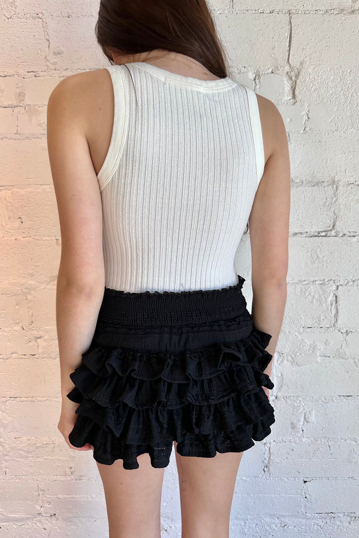 Black Tiered Ruffle Skort, Ruffle Skort, Skort, Bottoms, Adeline Boutique 