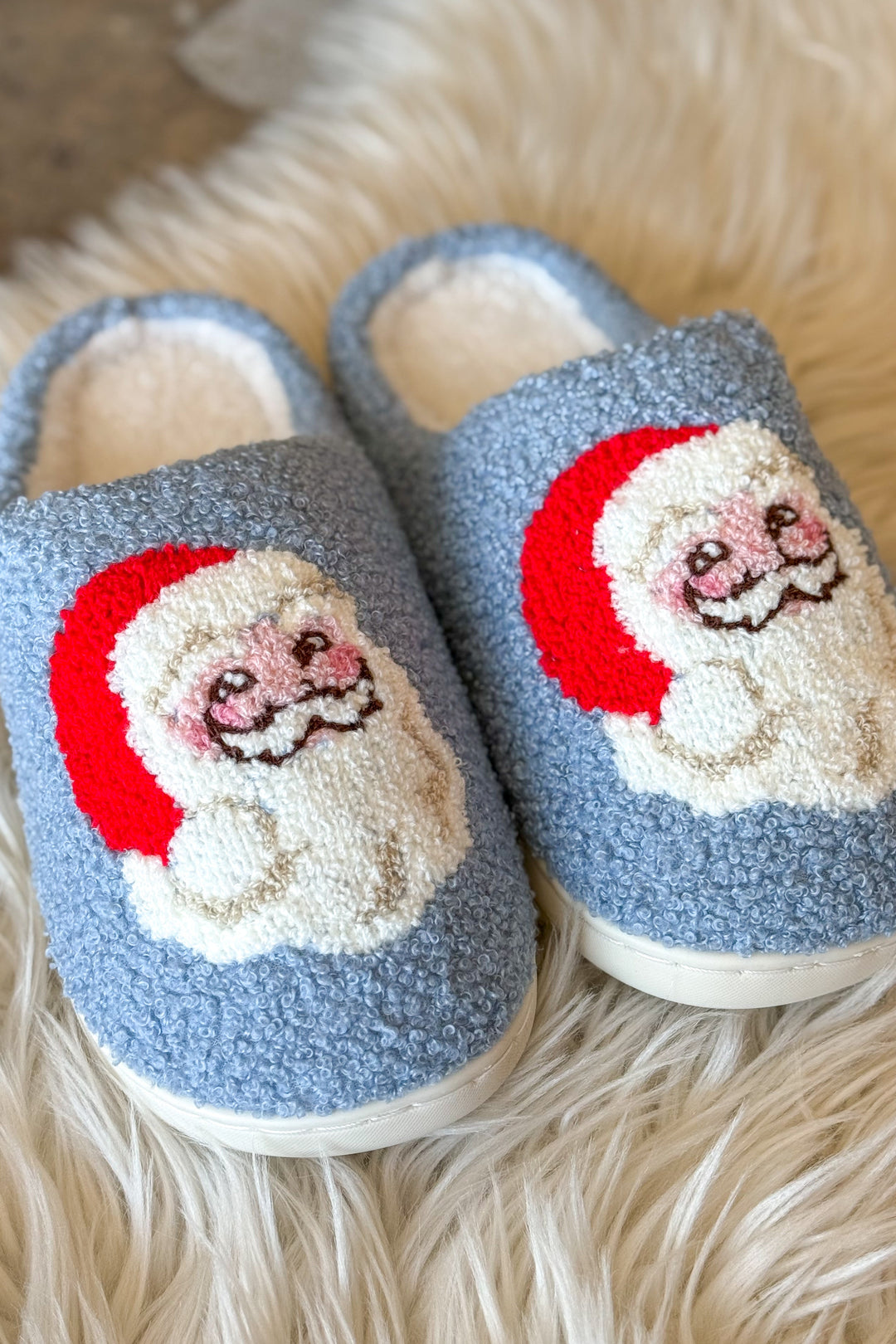 Blue Santa Claus Slippers, Slippers, Lounge, House Shoes, Shoes, Holidays, Accessories, Adeline Boutique, Dallas Boutique
