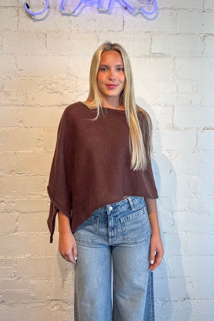 fall brown soft poncho, boutique, dallas boutique, brown sweater poncho 