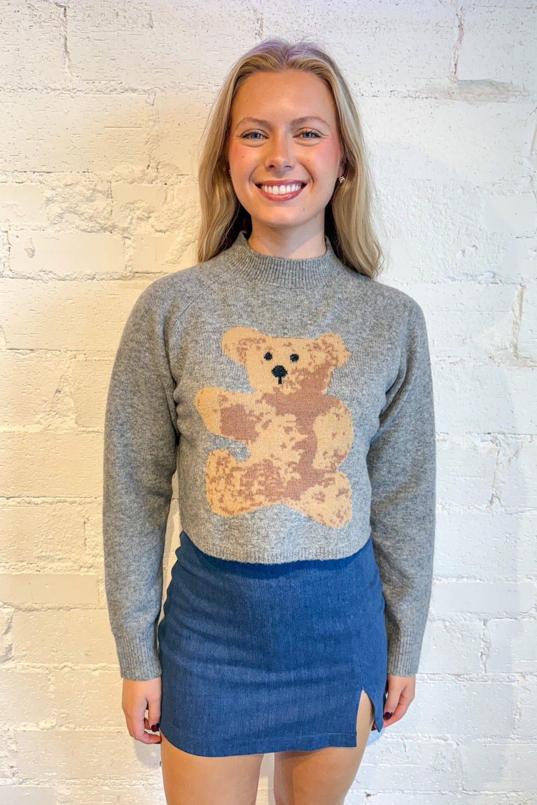 Brown Bear Sweater, Sweater, Sweaters, Cropped Sweater, Knit Sweater, Knit Tops, Tops, Fall and Winter Styles, Adeline Boutique, Dallas Boutique, Women's Clothing Boutique, Bear Sweaters, Outfit Inspo