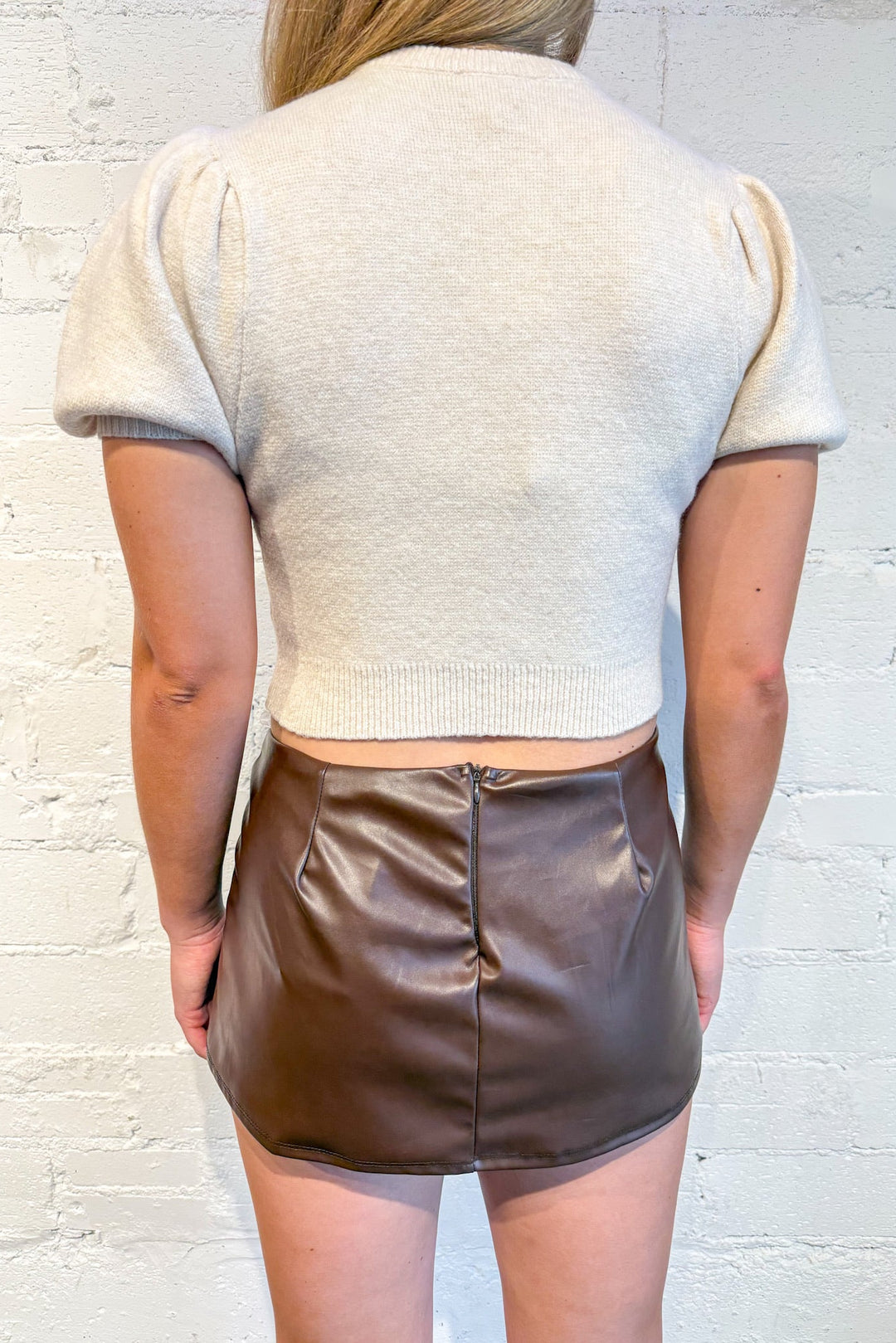 Tie The Knot Mini Skort, Mini Skirt, Mini Leather Skirt, Bottoms, Adeline Boutique, Dallas Boutique, Going Out Outfit