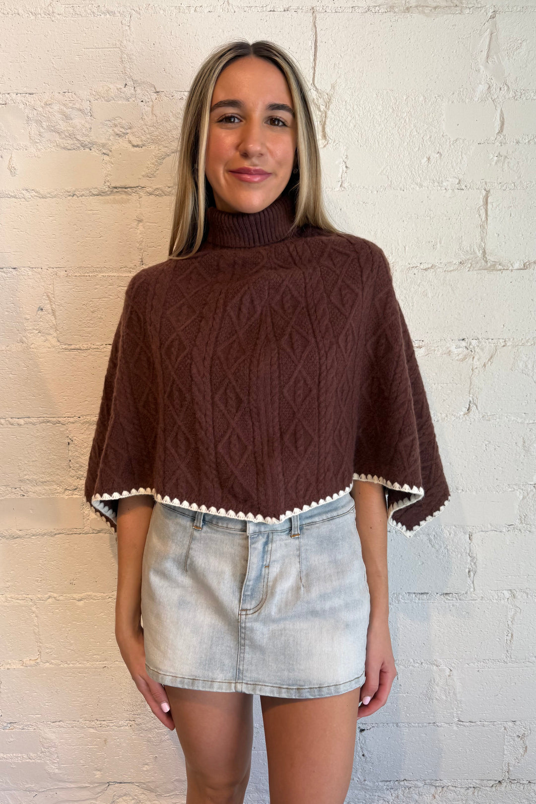 Brown turtleneck poncho top, brown poncho sweater top, brown sweater, poncho sweater 