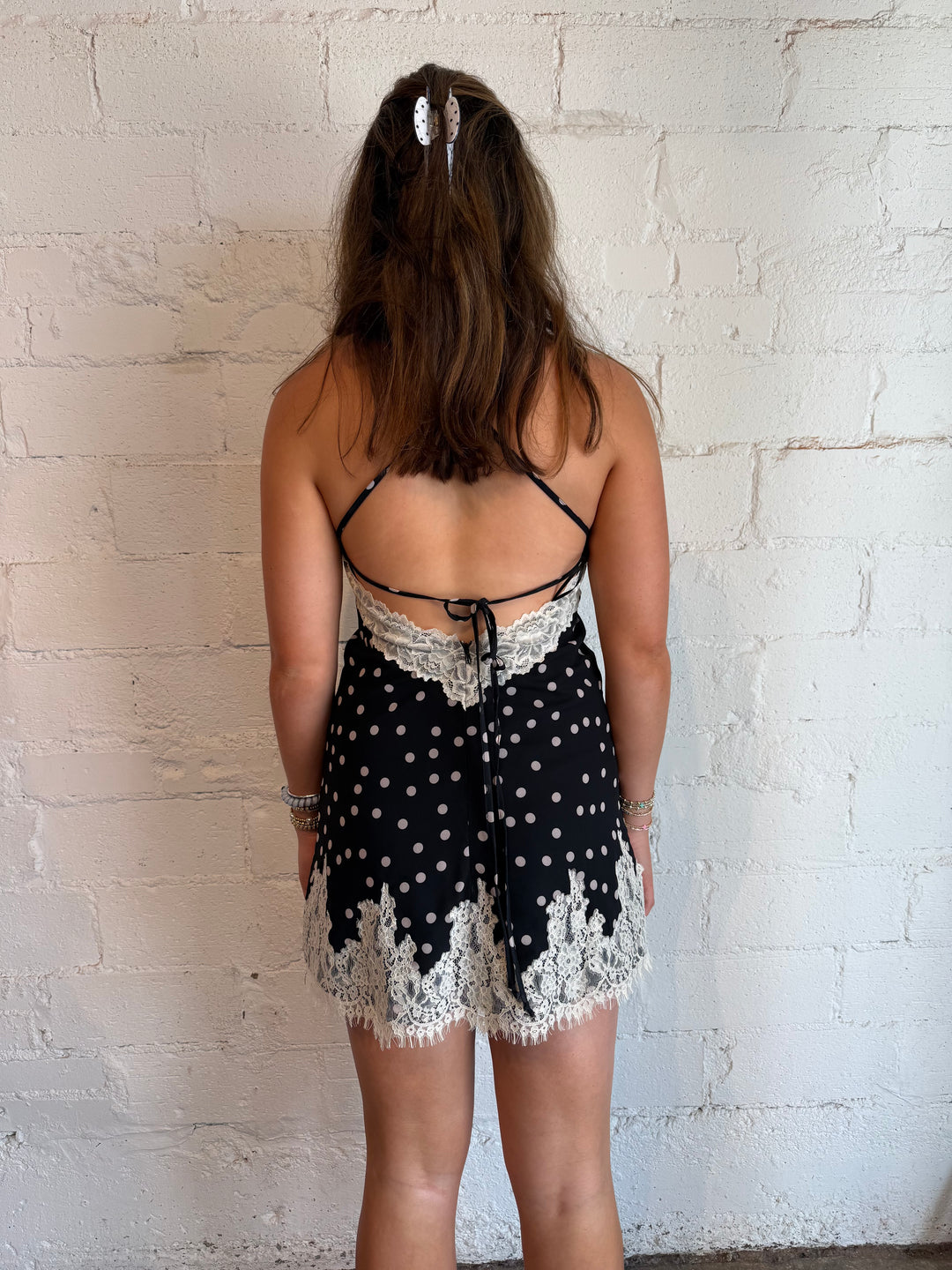 Lovely Polkadot Lace Mini Dress