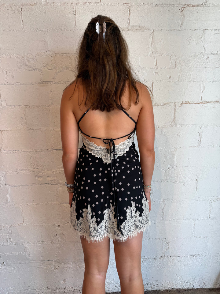 Lovely Polkadot Lace Mini Dress