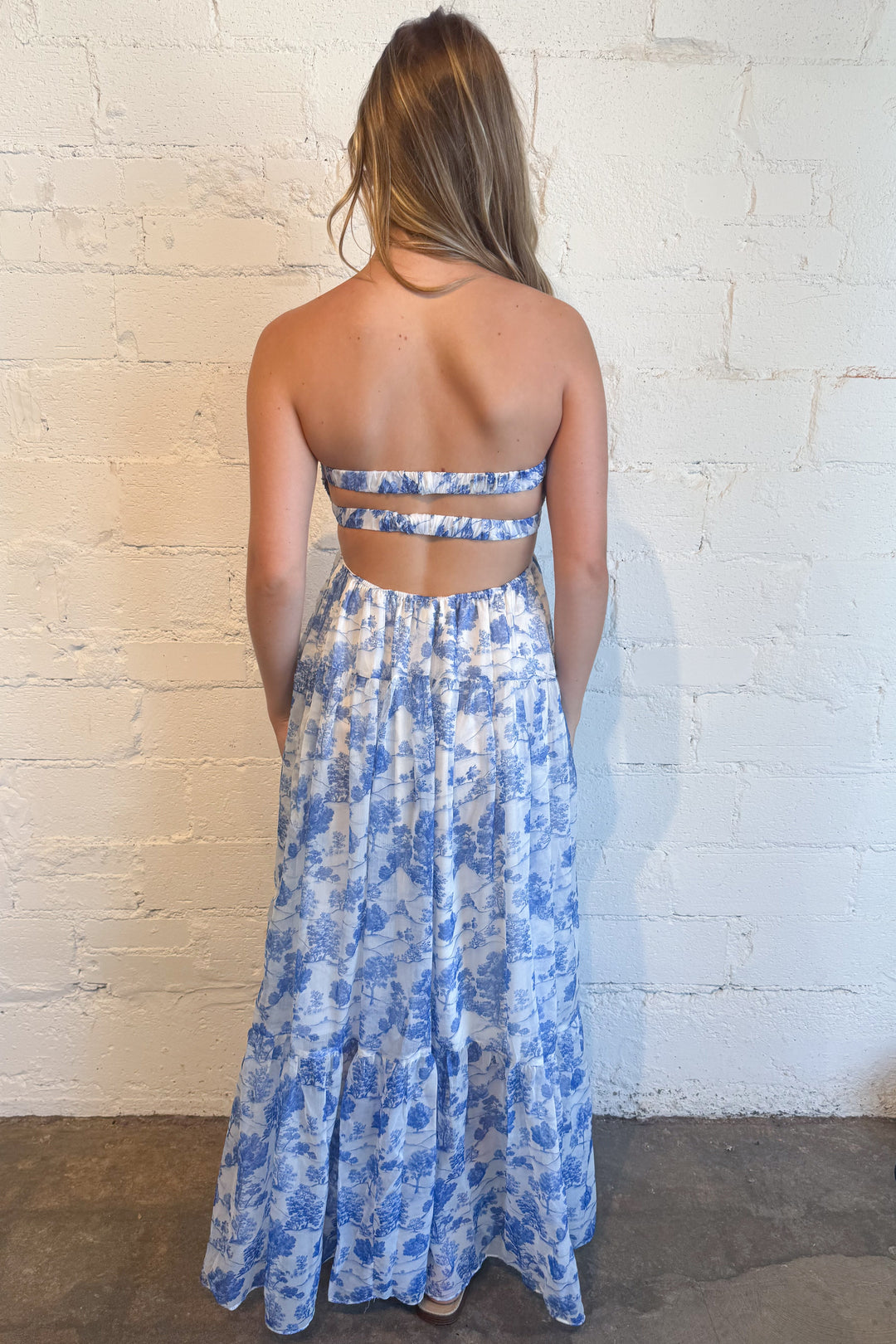 Can't Miss Maxi Dress Blue Back, adeline boutique, dallas boutique, boutique