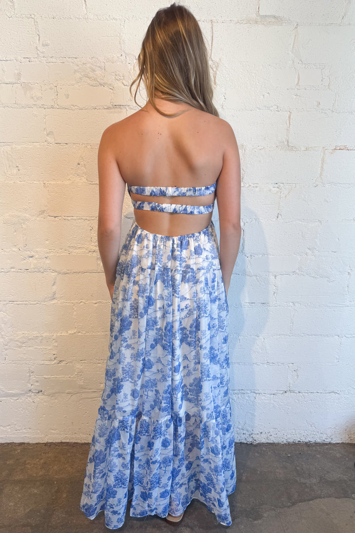 Can't Miss Maxi Dress Blue Back, adeline boutique, dallas boutique, boutique