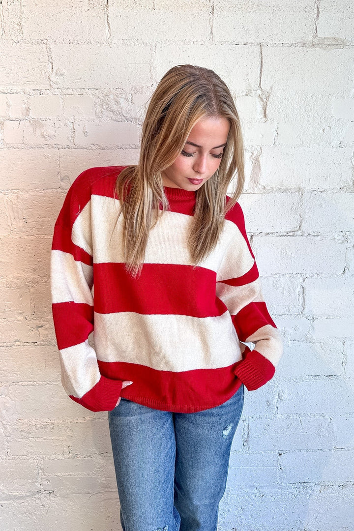 Candy Cane Lover Striped Sweater, Stripped Sweater, Sweater, Adeline Boutique 