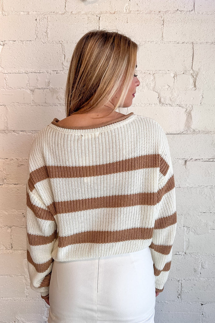 Caramel Cream Sweater, Stripped Sweater, Sweater, Fall Sweaters, Adeline Boutique 