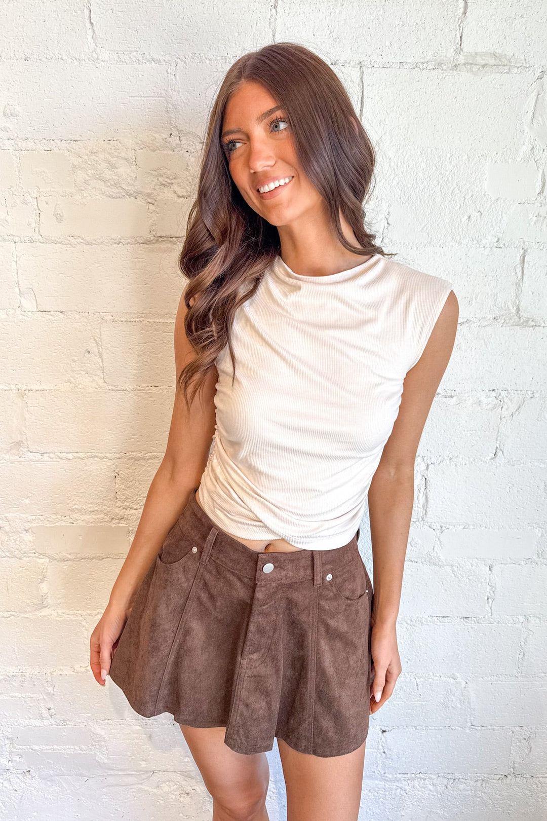 Carine Shirred Side Rib Rank, Basic Top, Tops, Adeline Boutique, Dallas Boutique, Women's Fashion