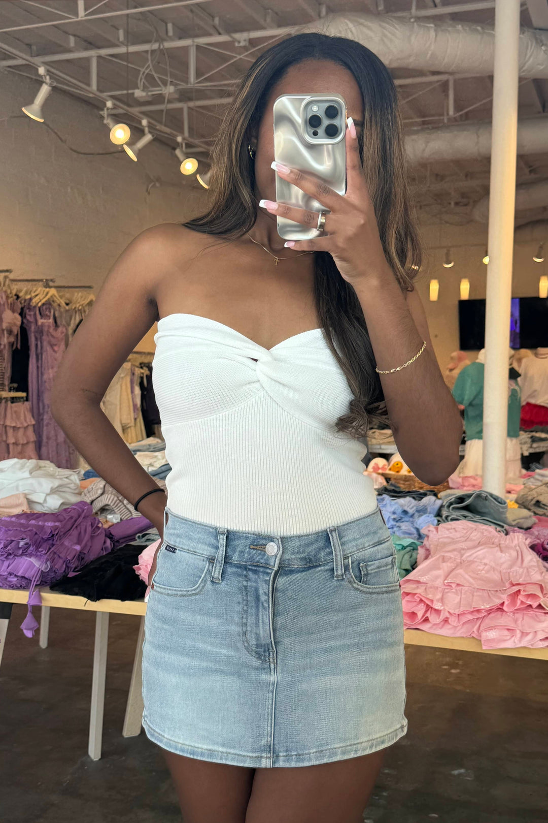 Carrie Skort, Denim, kirt, Mini Skirt, Summer Styles, Summer Skirt, Adeline Boutique, Dallas Boutique, Boutiques 