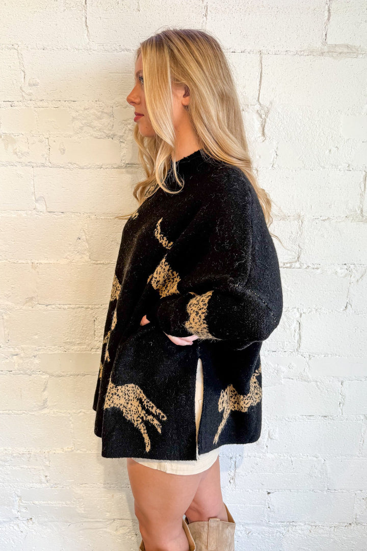Cheetah Print Mock Neck Sweater, Animal Print, Sweaters, Oversized Sweater, Knit Sweater, Adeline Boutique, Dallas Boutique, Winter Styles, Women's Clothing Boutique