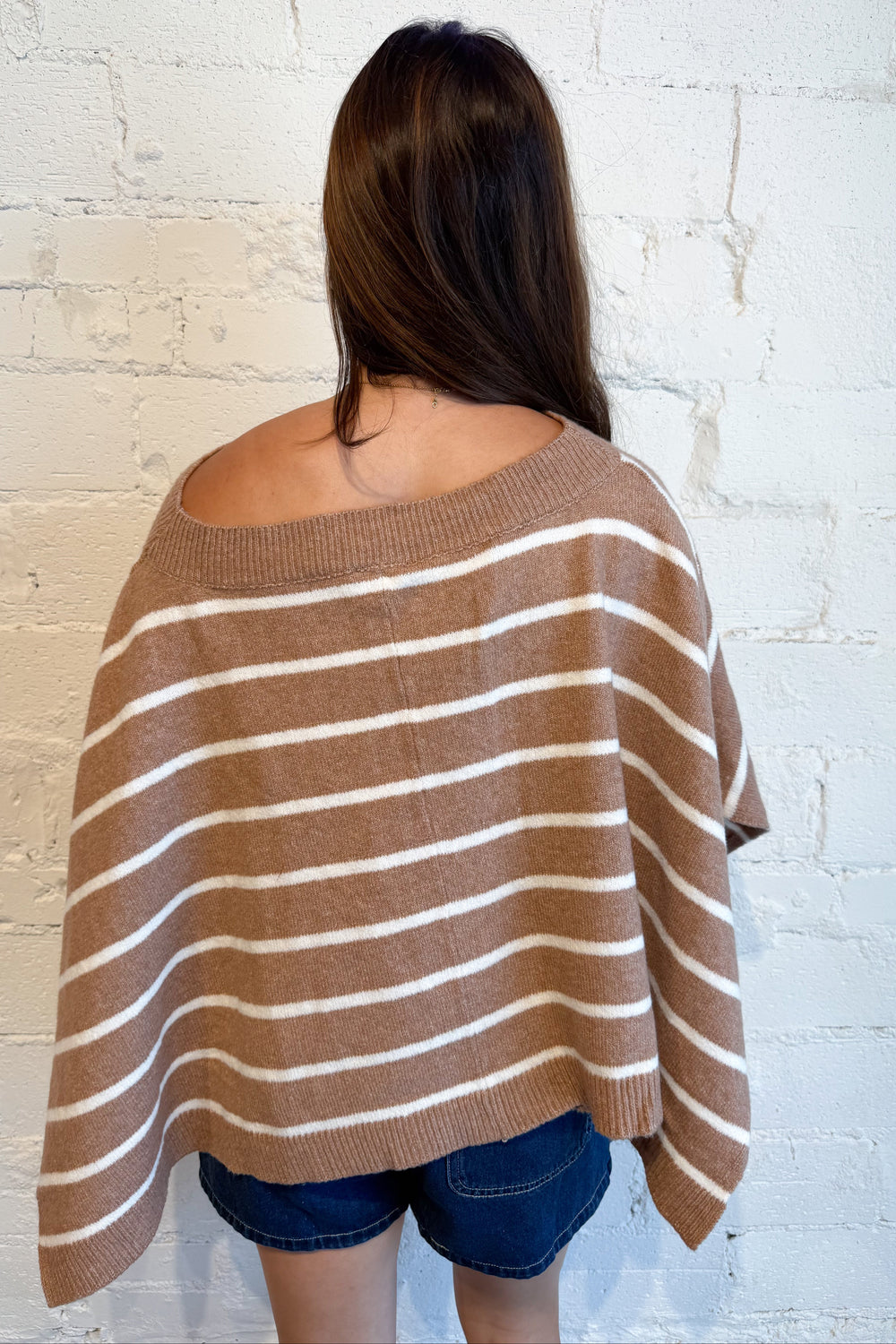 Chestnut Knit Poncho Sweater Back, adeline boutique, dallas boutique, boutique